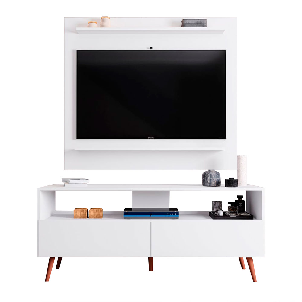Conjunto Rack Bancada e Painel Adawi/Linden MDP/BP para TVs até 55 Branco G96 - Gran Belo