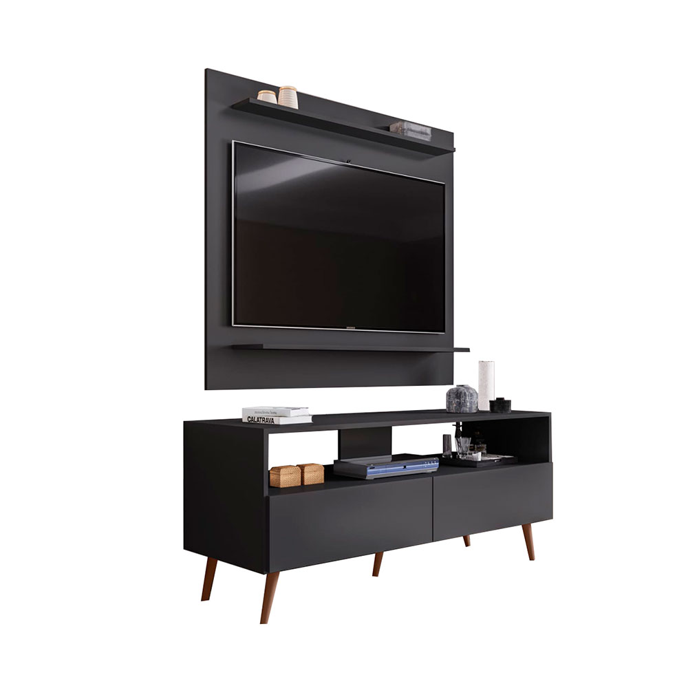 Conjunto Rack Bancada e Painel Adawi/Linden MDP/BP para TVs até 55 Preto G96 - Gran Belo