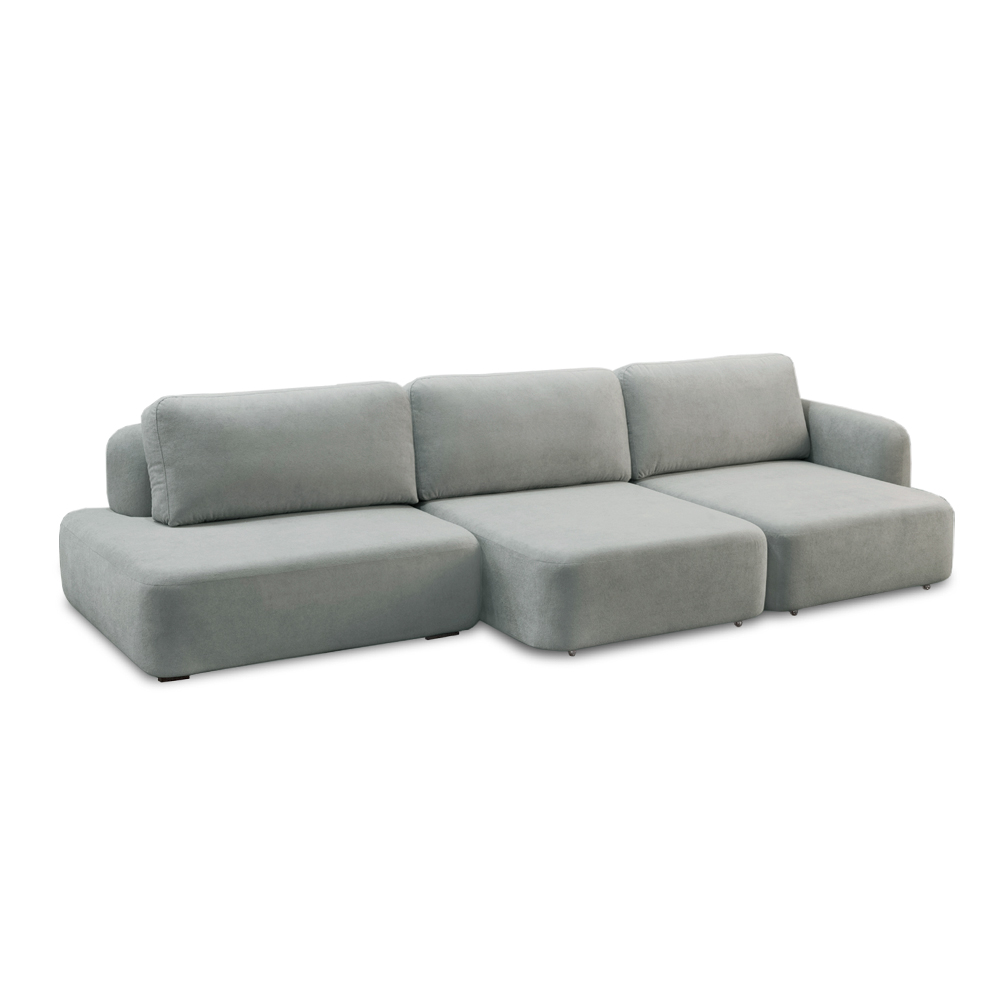 Conjunto Sala de Estar 1 Sofá Retrátil Modulado 282cm e 2 Poltronas Santiago Bouclê Cinza G89 - Gran Belo