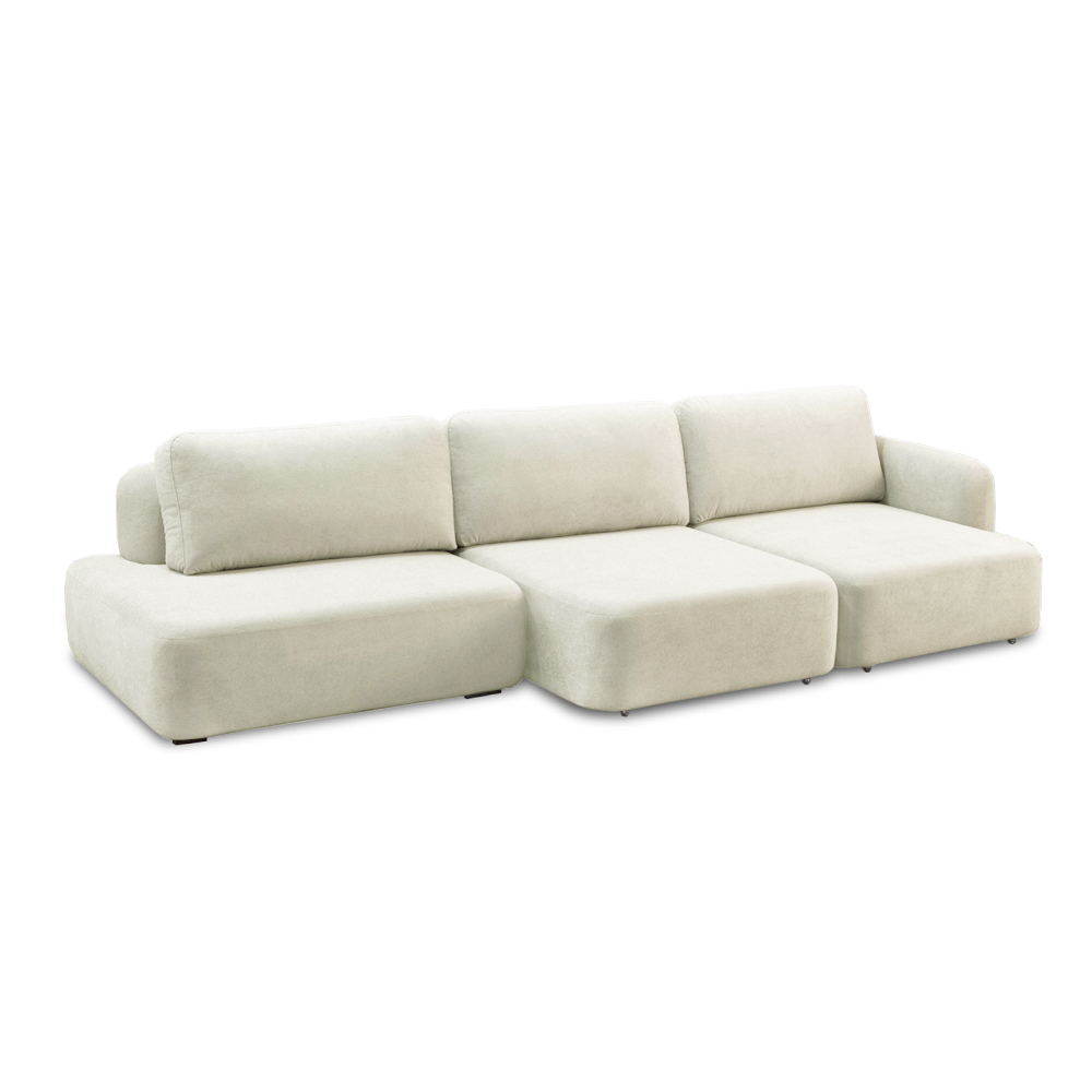 Conjunto Sala de Estar 1 Sofá Retrátil Modulado 312cm e 2 Poltronas Santiago Bouclê Branco G89 - Gran Belo