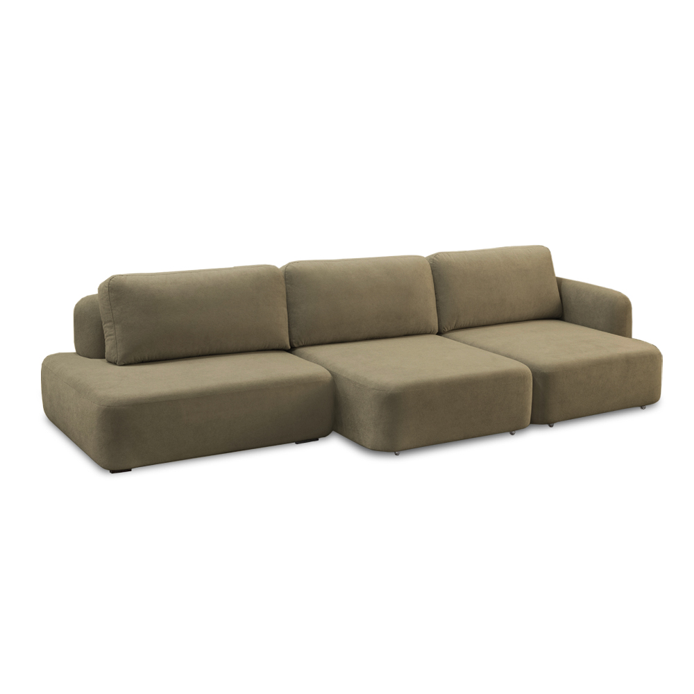 Conjunto Sala de Estar 1 Sofá Retrátil Modulado 372cm e 1 Poltrona Santiago Bouclê Castor G89 - Gran Belo
