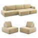 Conjunto Sala de Estar 1 Sofá Retrátil Modulado 402cm e 2 Poltronas Santiago Bouclê Bege G89 - Gran Belo