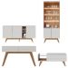 Conjunto Sala de Estar Cristaleira Buffet Aparador Mesa de Centro Decorativa Sancho Off White G73 - Gran Belo