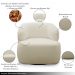 Conjunto Sala de Estar Decorativo Charlote 1 Poltrona Namoradeira 150cm 1 Poltrona Base Giratória em Aço com Puff Bouclê Bege G88 - Gran Belo