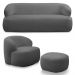 Conjunto Sala de Estar Decorativo Charlote 1 Poltrona Namoradeira 150cm 1 Poltrona Base Giratória em Aço com Puff Bouclê Grafite G88 - Gran Belo