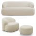 Conjunto Sala de Estar Decorativo Charlote 1 Sofá 180cm 2 Lugares 1 Poltrona Base Fixa com Puff Bouclê Bege G88 - Gran Belo