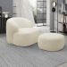 Conjunto Sala de Estar Decorativo Charlote 1 Sofá 180cm 2 Lugares 1 Poltrona Base Fixa com Puff Bouclê Bege G88 - Gran Belo