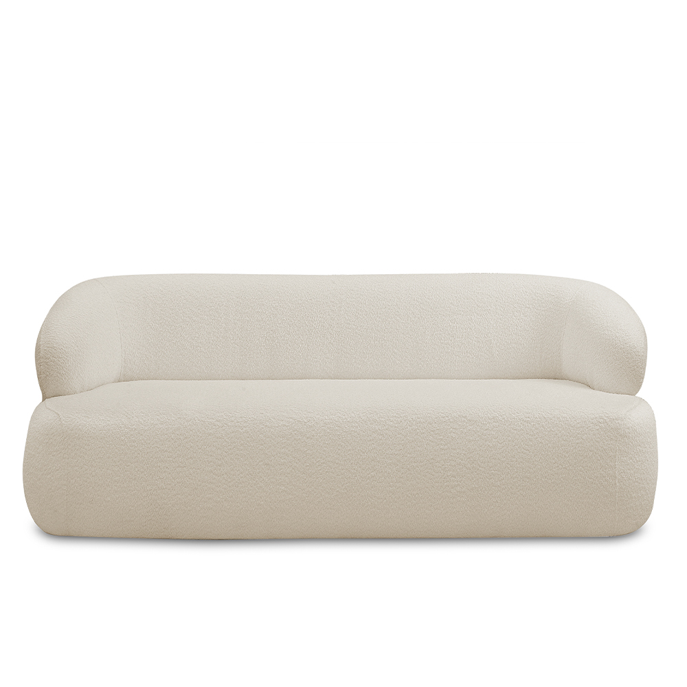Conjunto Sala de Estar Decorativo Charlote 1 Sofá 180cm 2 Lugares 1 Poltrona Base Fixa com Puff Bouclê Bege G88 - Gran Belo
