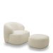 Conjunto Sala de Estar Decorativo Charlote 1 Sofá 180cm 2 Lugares 1 Poltrona Base Fixa com Puff Bouclê Bege G88 - Gran Belo