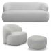 Conjunto Sala de Estar Decorativo Charlote 1 Sofá 180cm 2 Lugares 1 Poltrona Base Fixa com Puff Bouclê Cinza G88 - Gran Belo
