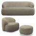 Conjunto Sala de Estar Decorativo Charlote 1 Sofá 180cm 2 Lugares 1 Poltrona Base Fixa com Puff Bouclê Nude G88 - Gran Belo