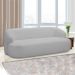 Conjunto Sala de Estar Decorativo Charlote 1 Sofá 180cm 2 Lugares 1 Poltrona Base Giratória em Aço com Puff Bouclê Cinza G88 - Gran Belo