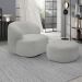 Conjunto Sala de Estar Decorativo Charlote 1 Sofá 180cm 2 Lugares 1 Poltrona Base Giratória em Aço com Puff Bouclê Cinza G88 - Gran Belo