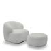 Conjunto Sala de Estar Decorativo Charlote 1 Sofá 180cm 2 Lugares 1 Poltrona Base Giratória em Aço com Puff Bouclê Cinza G88 - Gran Belo