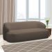 Conjunto Sala de Estar Decorativo Charlote 1 Sofá 180cm 2 Lugares 1 Poltrona Base Giratória em Aço com Puff Bouclê Marrom G88 - Gran Belo