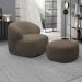 Conjunto Sala de Estar Decorativo Charlote 1 Sofá 180cm 2 Lugares 1 Poltrona Base Giratória em Aço com Puff Bouclê Marrom G88 - Gran Belo