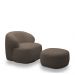 Conjunto Sala de Estar Decorativo Charlote 1 Sofá 180cm 2 Lugares 1 Poltrona Base Giratória em Aço com Puff Bouclê Marrom G88 - Gran Belo