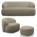 Conjunto Sala de Estar Decorativo Charlote 1 Sofá 180cm 2 Lugares 1 Poltrona Base Giratória em Aço com Puff Bouclê Nude G88 - Gran Belo