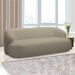 Conjunto Sala de Estar Decorativo Charlote 1 Sofá 180cm 2 Lugares 1 Poltrona Base Giratória em Aço com Puff Bouclê Nude G88 - Gran Belo