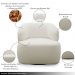 Conjunto Sala de Estar Decorativo Charlote 1 Sofá 180cm 2 Lugares 1 Poltrona Base Giratória em Aço com Puff Bouclê Off White G88 - Gran Belo