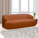 Conjunto Sala de Estar Decorativo Charlote 1 Sofá 180cm 2 Lugares 1 Poltrona Base Giratória em Aço com Puff Bouclê Terracota G88 - Gran Belo
