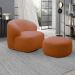 Conjunto Sala de Estar Decorativo Charlote 1 Sofá 180cm 2 Lugares 1 Poltrona Base Giratória em Aço com Puff Bouclê Terracota G88 - Gran Belo