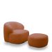 Conjunto Sala de Estar Decorativo Charlote 1 Sofá 180cm 2 Lugares 1 Poltrona Base Giratória em Aço com Puff Bouclê Terracota G88 - Gran Belo