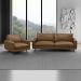 Conjunto Sala de Estar Decorativo Paloma 1 Sofá 2 Lugares 183cm 1 Poltrona Pés em Aço Couro Marrom Claro Manchado G88 - Gran Belo
