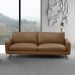 Conjunto Sala de Estar Decorativo Paloma 1 Sofá 2 Lugares 183cm 1 Poltrona Pés em Aço Couro Marrom Claro Manchado G88 - Gran Belo