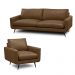 Conjunto Sala de Estar Decorativo Paloma 1 Sofá 2 Lugares 183cm 1 Poltrona Pés em Aço Couro Marrom Claro Manchado G88 - Gran Belo
