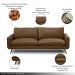 Conjunto Sala de Estar Decorativo Paloma 1 Sofá 2 Lugares 183cm 1 Poltrona Pés em Aço Couro Marrom Claro Manchado G88 - Gran Belo