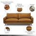 Conjunto Sala de Estar Decorativo Paloma 1 Sofá 3 Lugares 223cm 1 Poltrona Pés em Aço Couro Caramelo Manchado G88 - Gran Belo