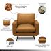 Conjunto Sala de Estar Decorativo Paloma 1 Sofá 3 Lugares 223cm 1 Poltrona Pés em Aço Couro Caramelo Manchado G88 - Gran Belo