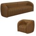 Conjunto Sala de Estar Sofá 252cm 3 Lugares e Poltrona Adam PU Caramelo G45 - Gran Belo