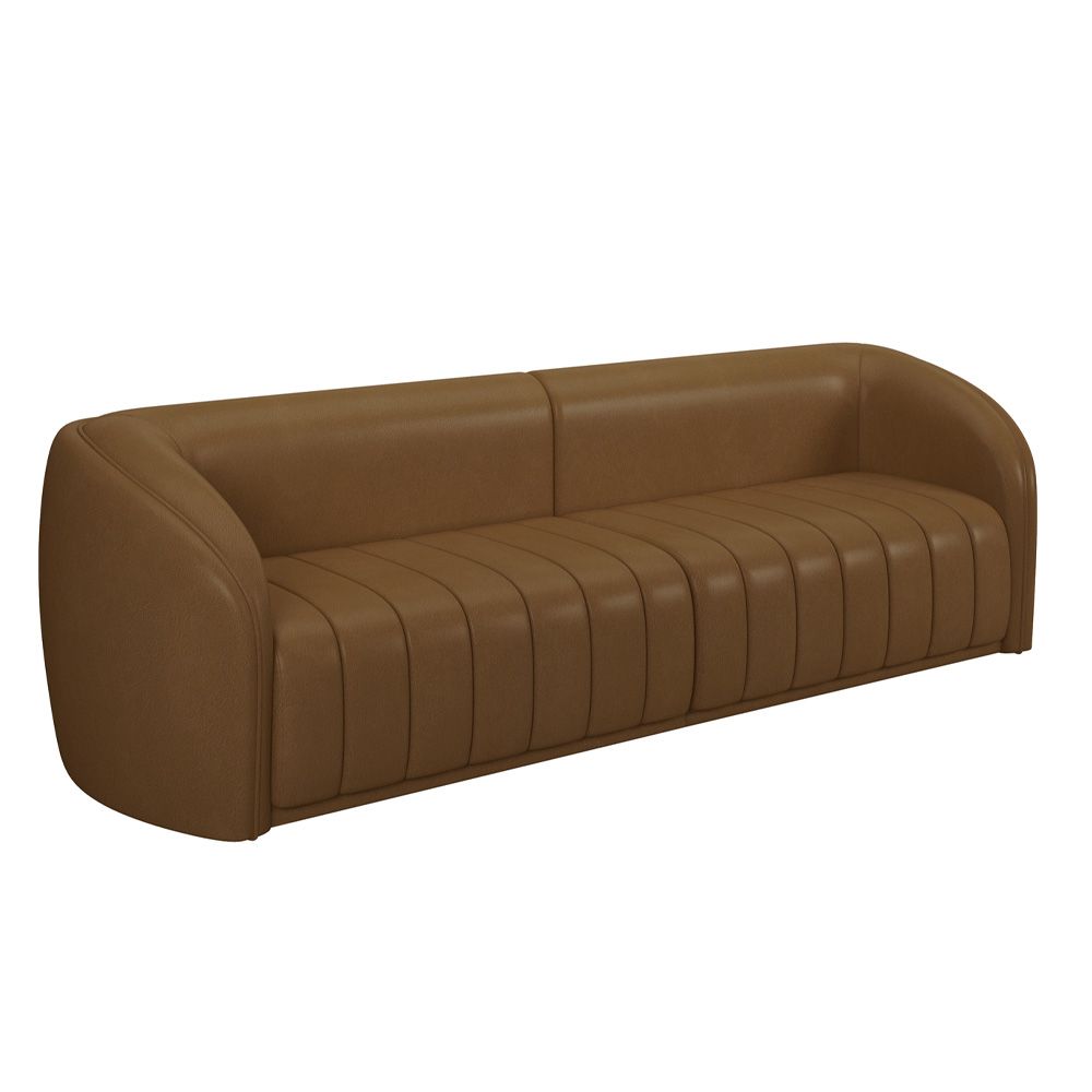 Conjunto Sala de Estar Sofá 252cm 3 Lugares e Poltrona Adam PU Caramelo G45 - Gran Belo