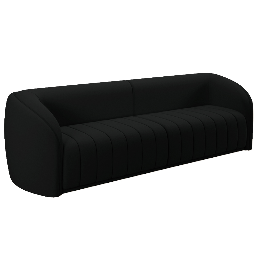 Conjunto Sala de Estar Sofá 252cm 3 Lugares e Poltrona Adam Veludo Preto G45 - Gran Belo