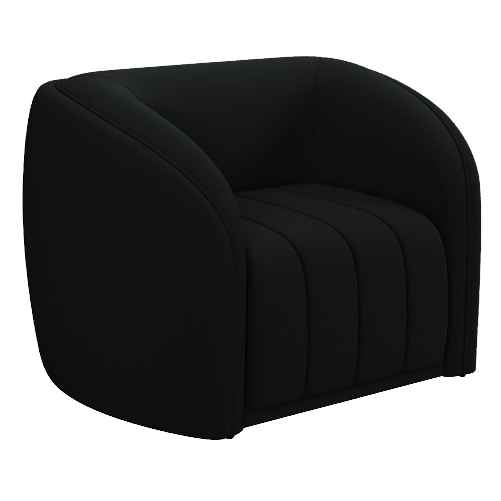 Conjunto Sala de Estar Sofá 252cm 3 Lugares e Poltrona Adam Veludo Preto G45 - Gran Belo
