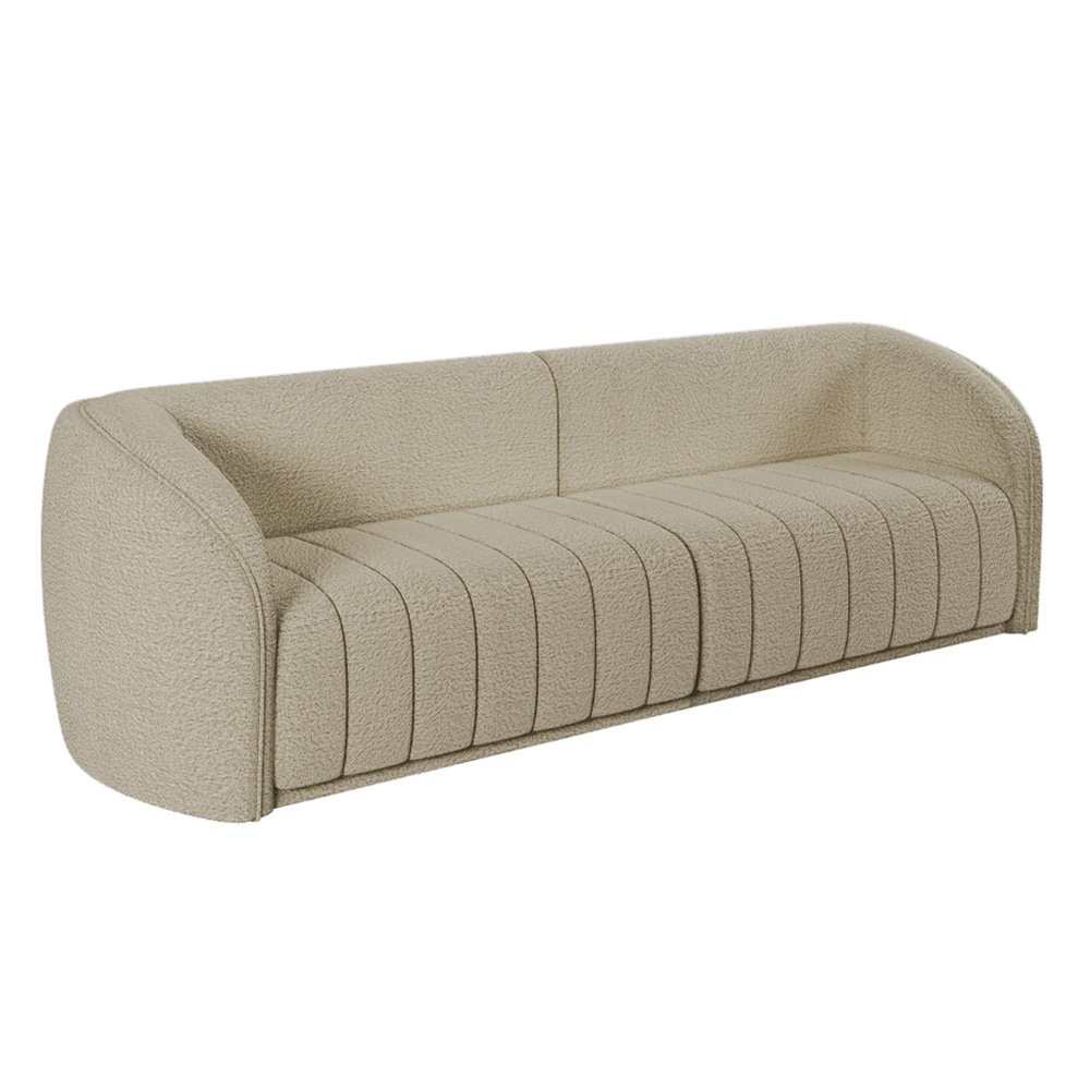 Conjunto Sala de Estar Sofá 292cm 4 Lugares e Poltrona Adam Boucle Bege G45 - Gran Belo