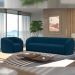 Conjunto Sala de Estar Sofá 292cm 4 Lugares e Poltrona Adam Veludo Azul Marinho G45 - Gran Belo