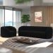 Conjunto Sala de Estar Sofá 292cm 4 Lugares e Poltrona Adam Veludo Preto G45 - Gran Belo