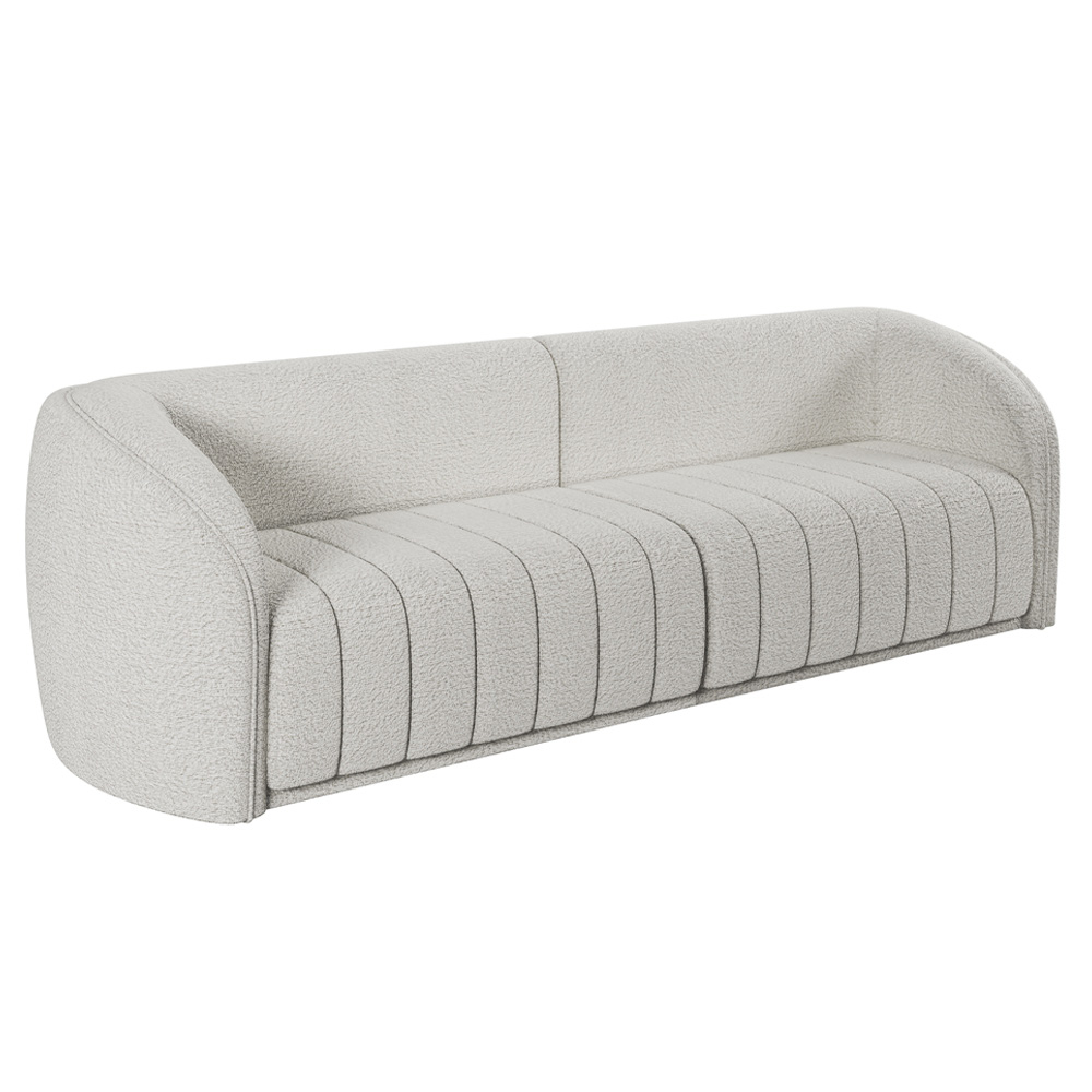 Conjunto Sala de Estar Sofá 332cm 4 Lugares e Poltrona Adam Boucle Branco G45 - Gran Belo