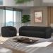 Conjunto Sala de Estar Sofá 332cm 4 Lugares e Poltrona Adam PU Preto G45 - Gran Belo