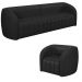 Conjunto Sala de Estar Sofá 332cm 4 Lugares e Poltrona Adam PU Preto G45 - Gran Belo
