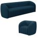 Conjunto Sala de Estar Sofá 332cm 4 Lugares e Poltrona Adam Veludo Azul Marinho G45 - Gran Belo