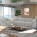 Conjunto Sala de Estar Sofá 332cm 4 Lugares e Poltrona Adam Veludo Cinza Claro G45 - Gran Belo