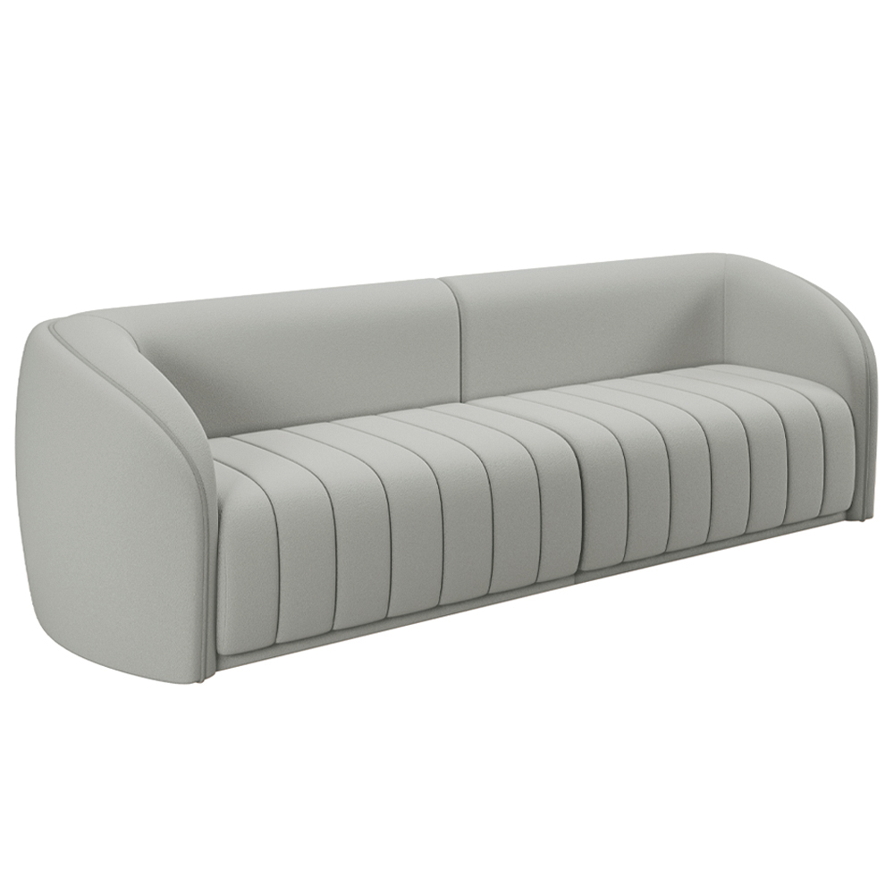 Conjunto Sala de Estar Sofá 332cm 4 Lugares e Poltrona Adam Veludo Cinza Claro G45 - Gran Belo