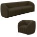 Conjunto Sala de Estar Sofá 332cm 4 Lugares e Poltrona Adam Veludo Marrom G45 - Gran Belo