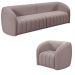 Conjunto Sala de Estar Sofá 332cm 4 Lugares e Poltrona Adam Veludo Rosê G45 - Gran Belo