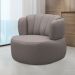Conjunto Sala de estar Decorativo Mariele Poltrona Base Giratória em Aço com Puff Couro Avelã G88 - Gran Belo