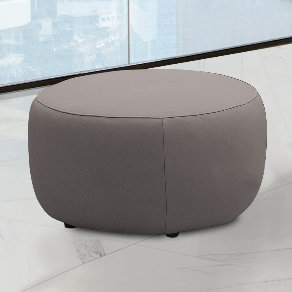 Conjunto Sala de estar Decorativo Mariele Poltrona Base Giratória em Aço com Puff Couro Avelã G88 - Gran Belo